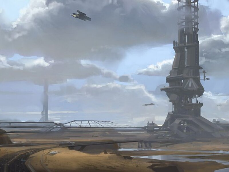 Futuristic Industrial Landscape — Gray