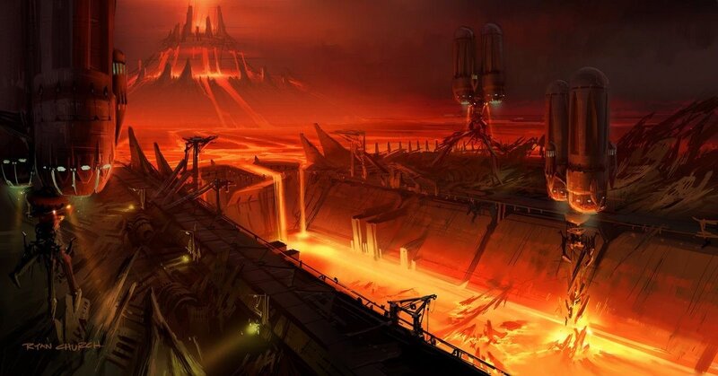 Futuristic Industrial Landscape — Red