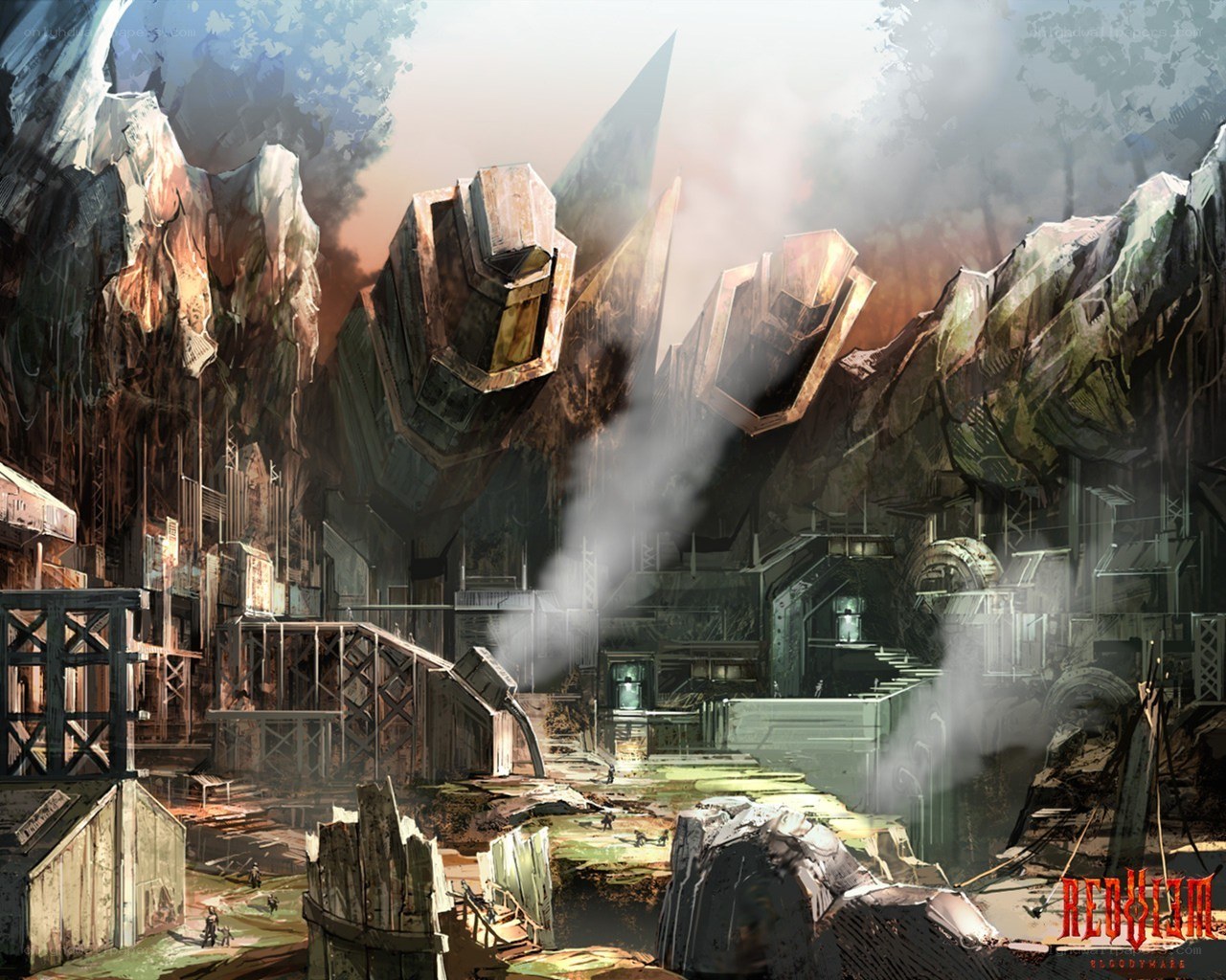 futuristic industrial ruin