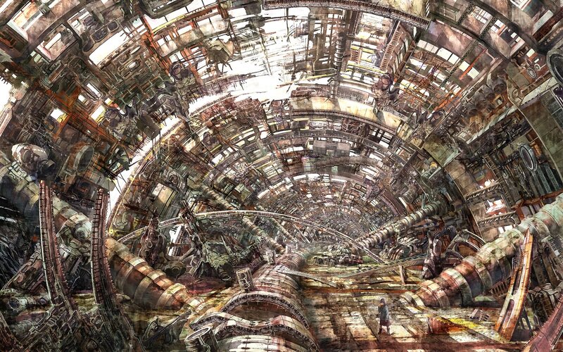futuristic industrial ruin