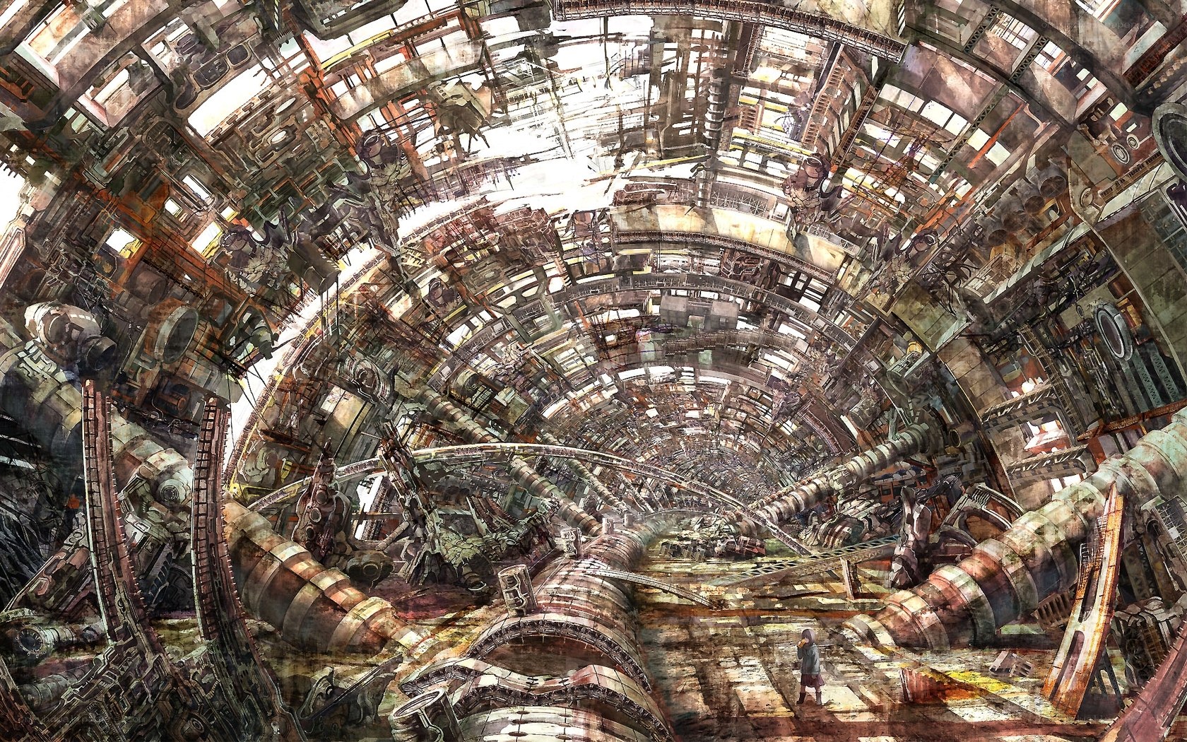 futuristic industrial ruin