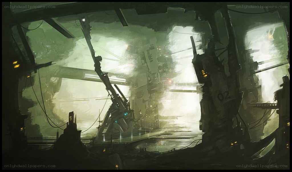 futuristic industrial ruin