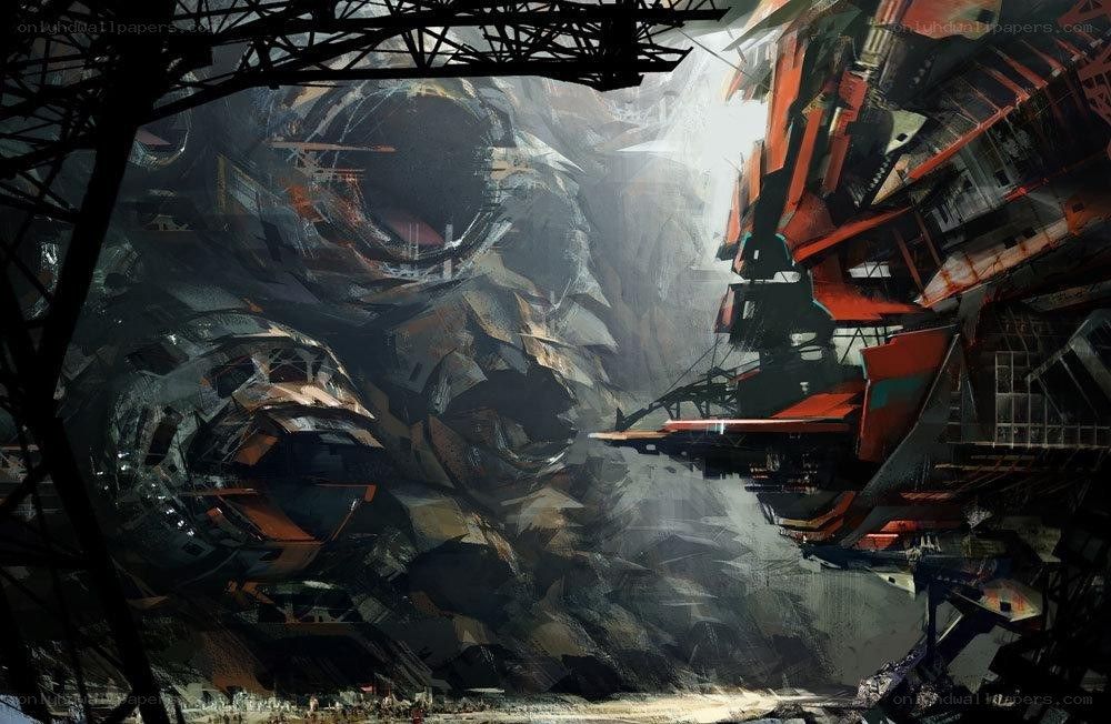 futuristic industrial ruin