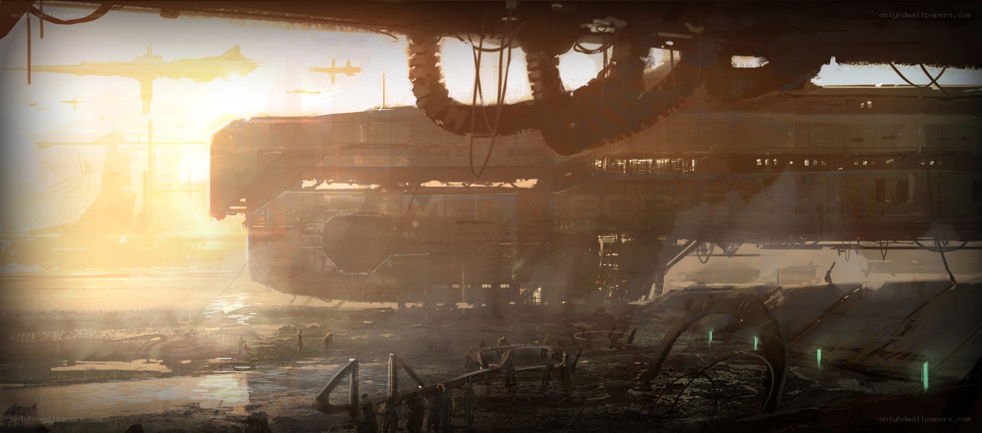 futuristic industrial scene