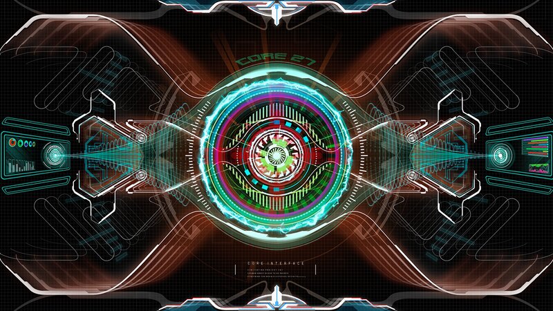 Futuristic Interface Display — Black, Technological, Digital Art, Holographic Graphics