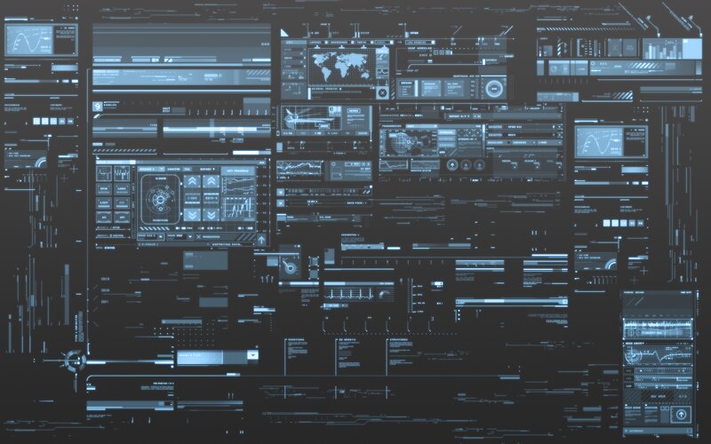 Futuristic Interface Display — Blue, Technological