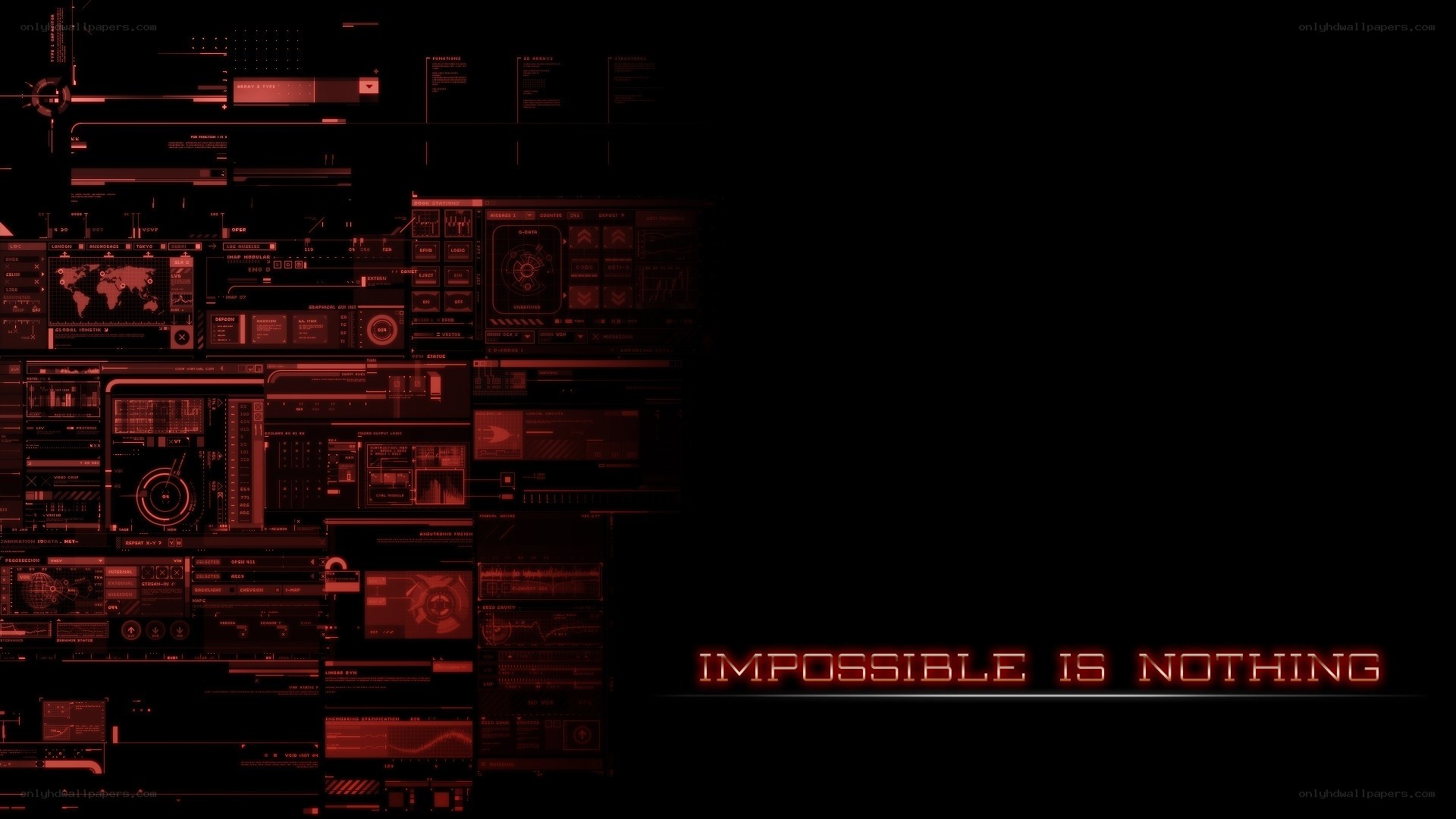 futuristic interface with quote
