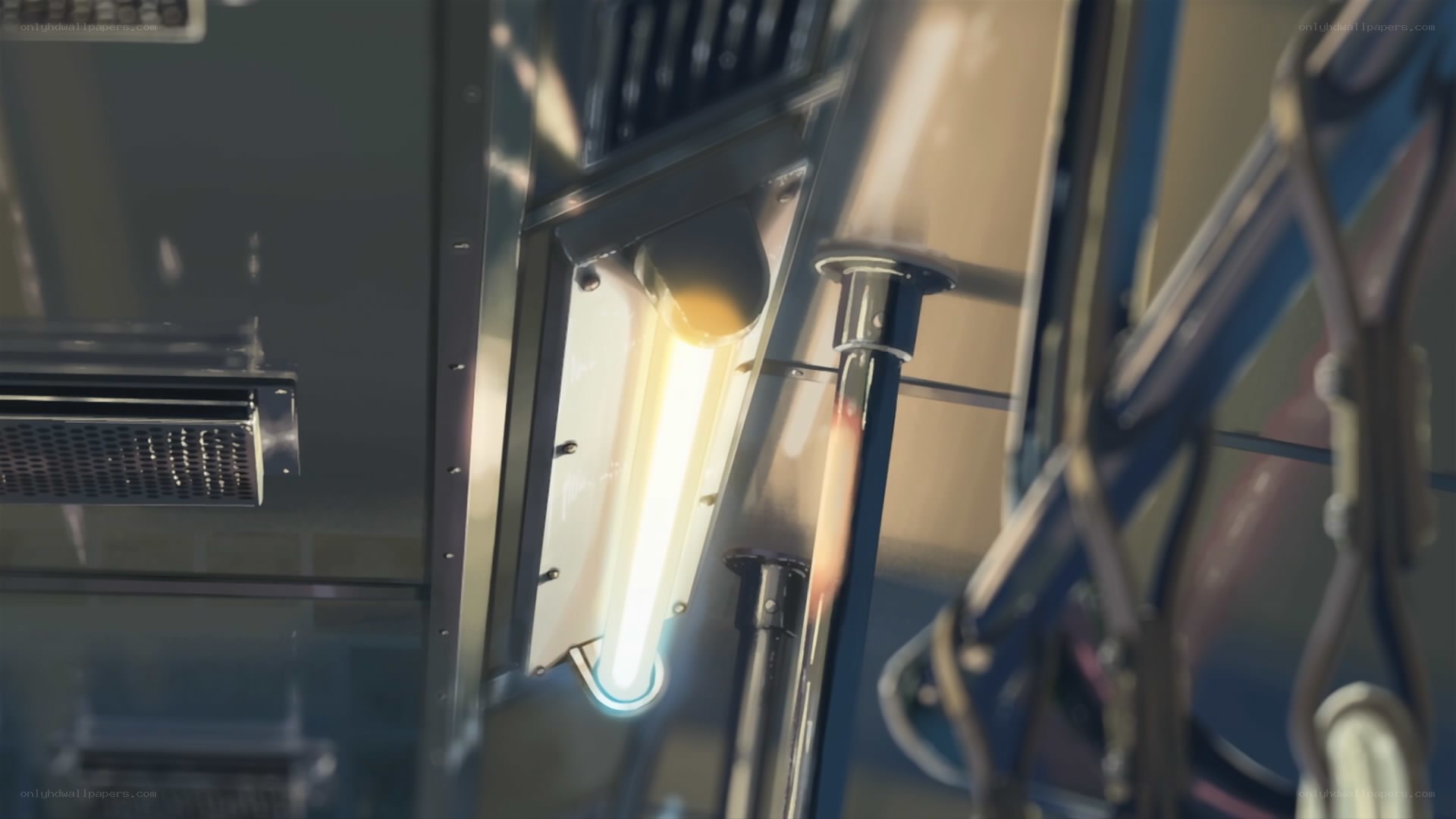 futuristic interior with glowing light