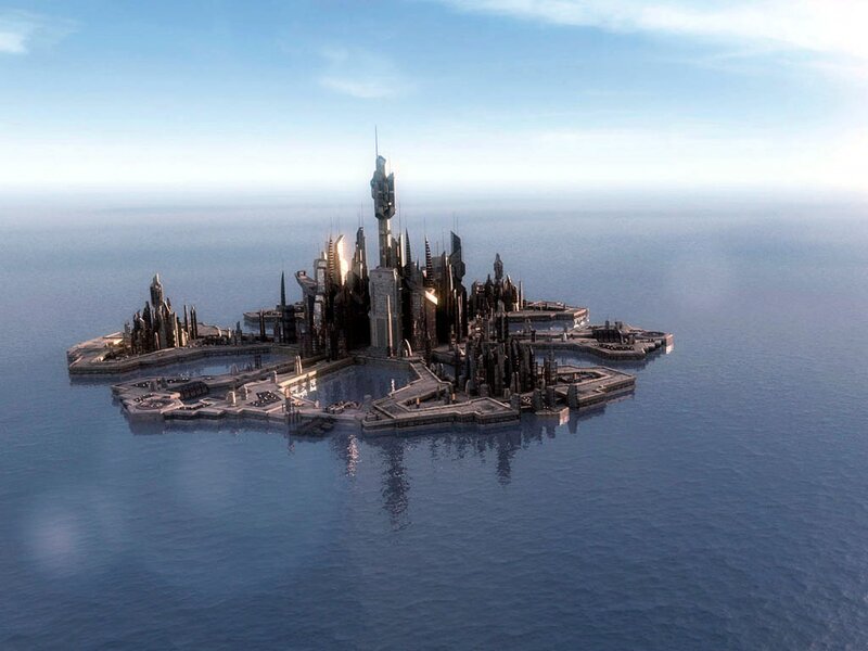 Futuristic Island City — Blue, Serene