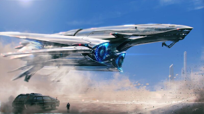 Futuristic Jet Flying