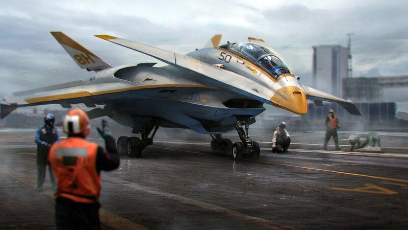 Futuristic Jet on Runway
