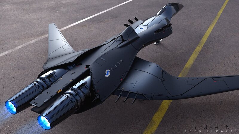 Futuristic Jet on Tarmac