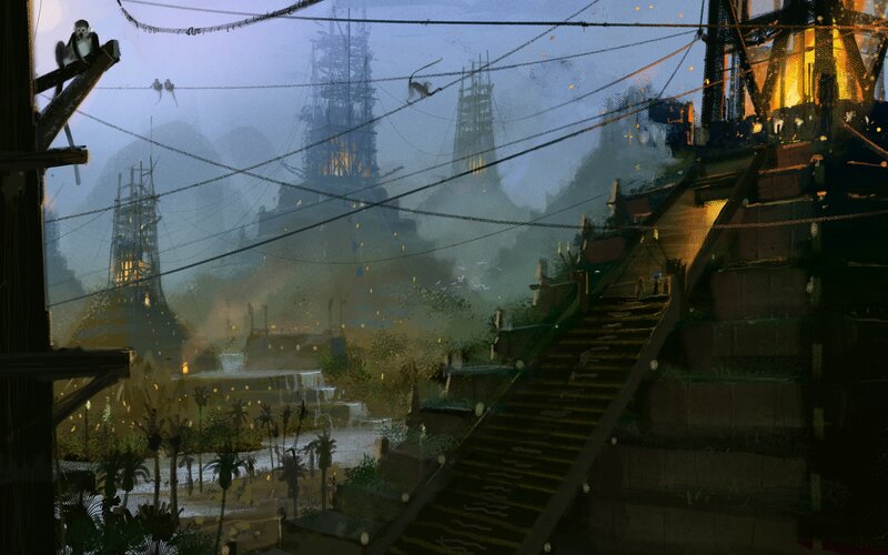 futuristic jungle cityscape