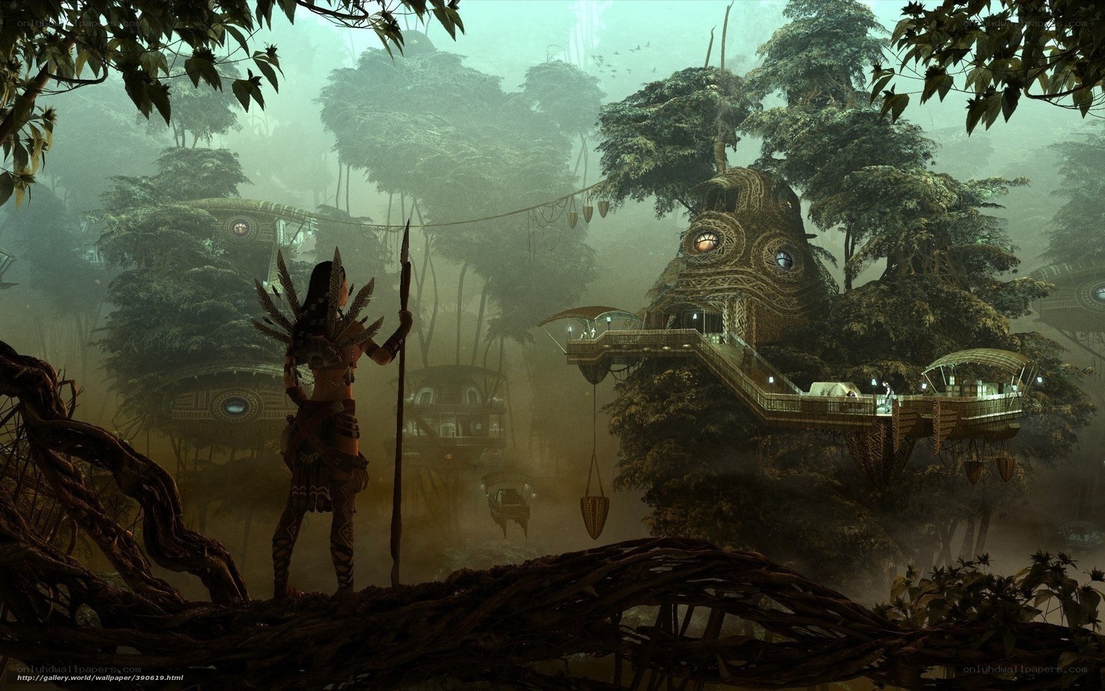 Futuristic jungle village