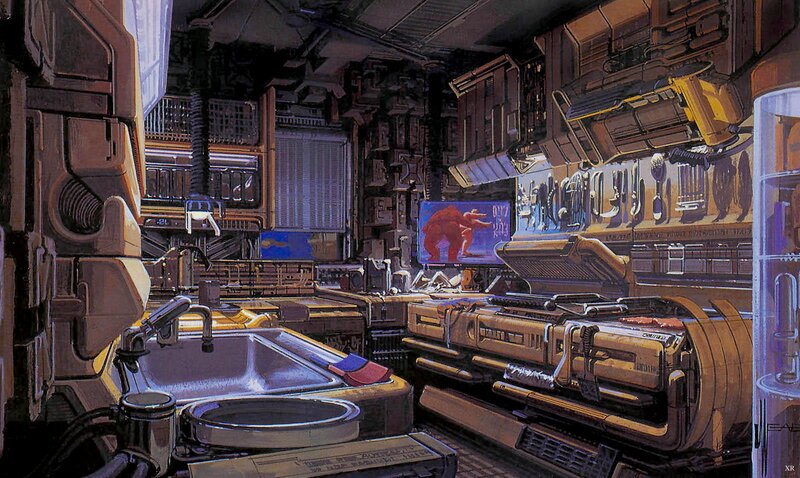 Futuristic Kitchen Interior — Brown