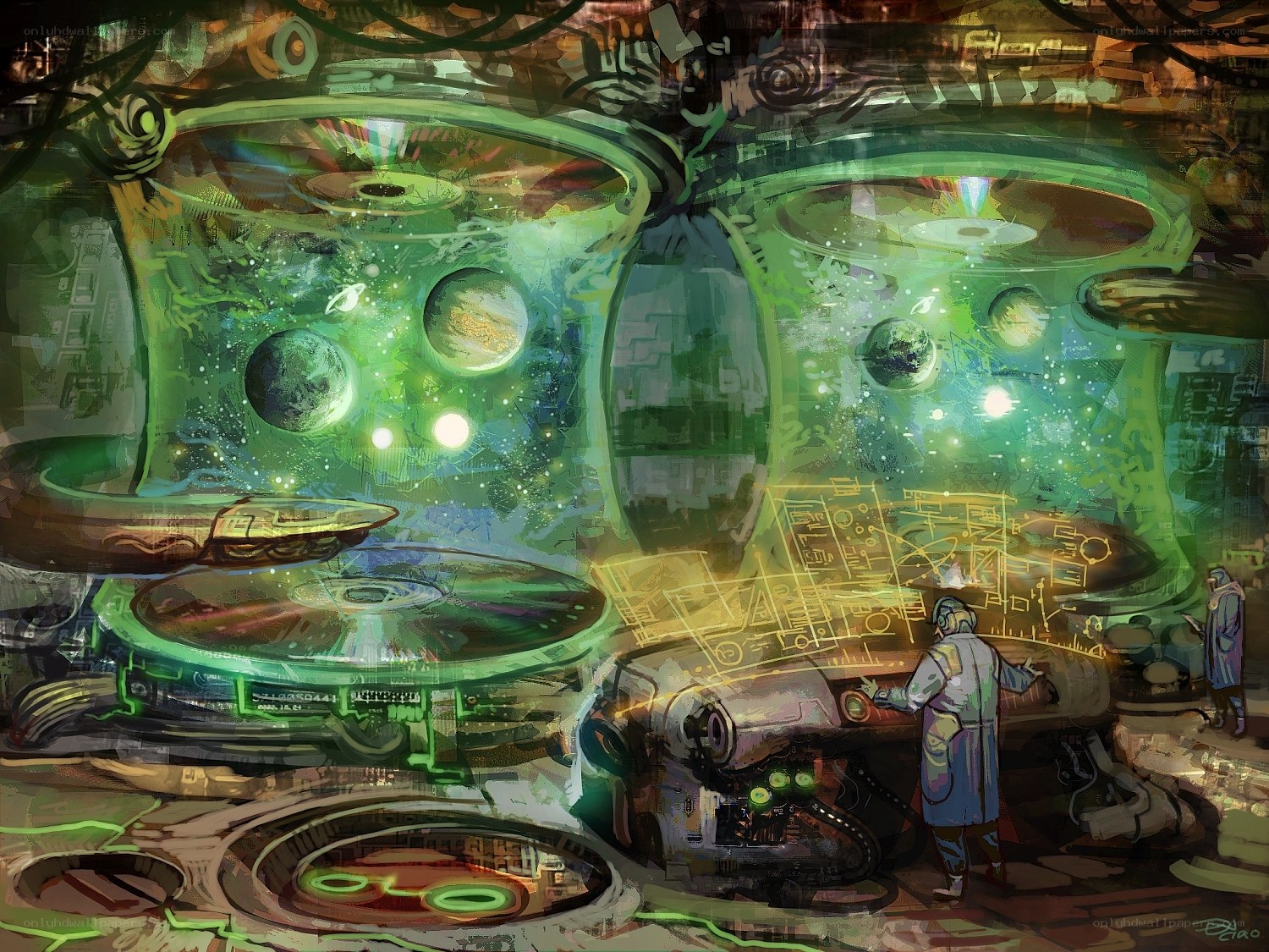 futuristic lab with space view