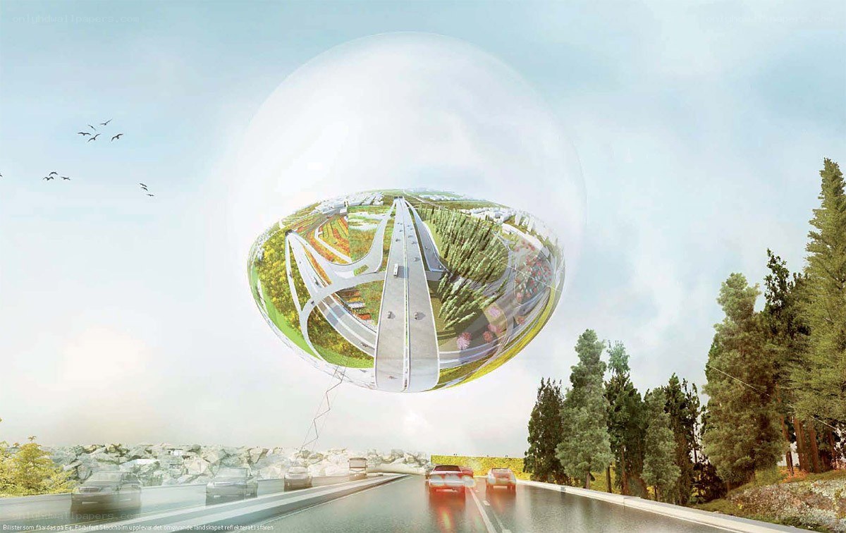 Futuristic landscape bubble