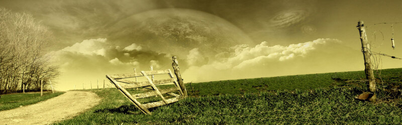 Futuristic landscape with giant planet