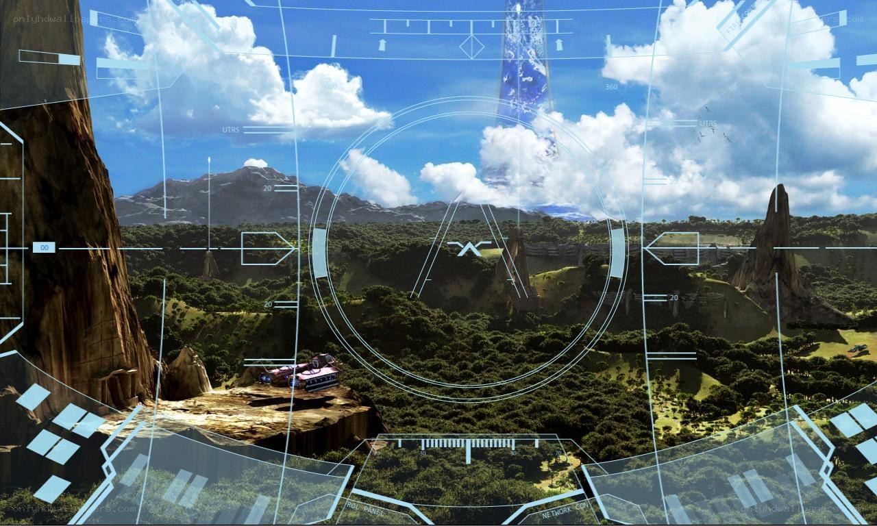 futuristic landscape with heads-up display