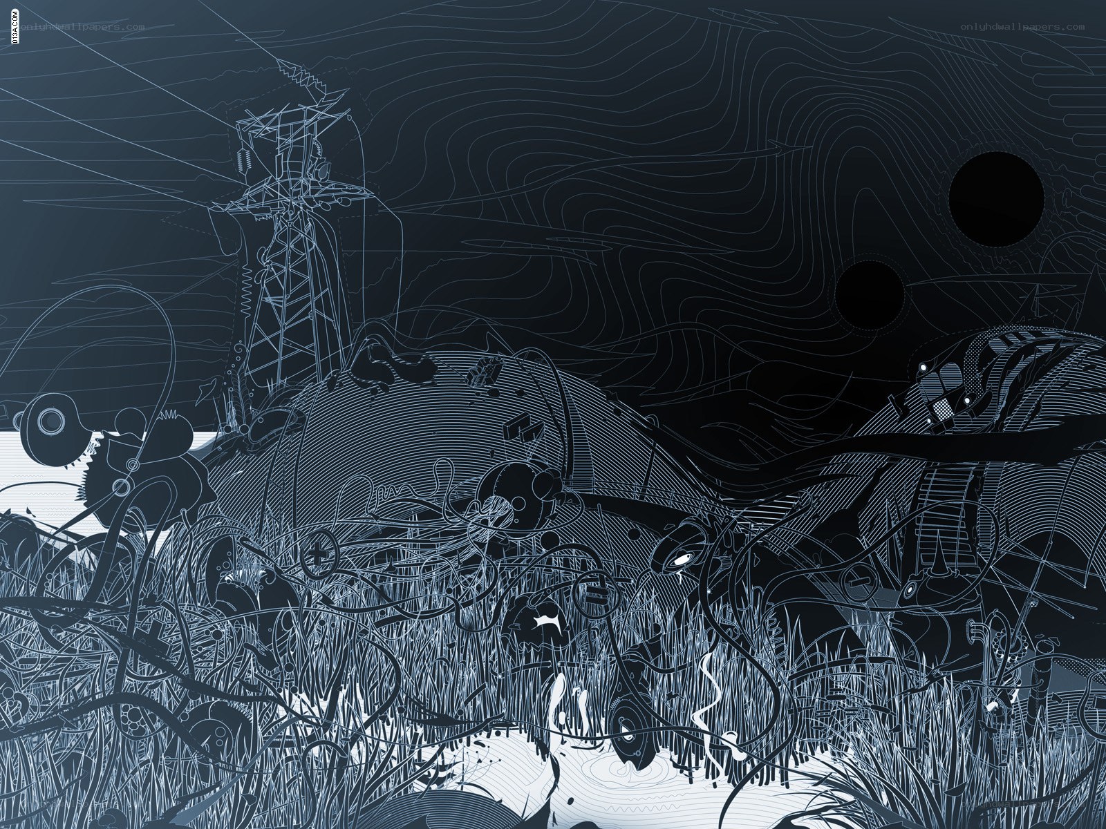 futuristic landscape with machinery
