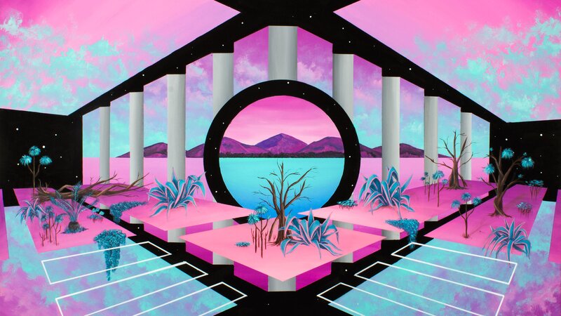 Futuristic Landscape with Pillars