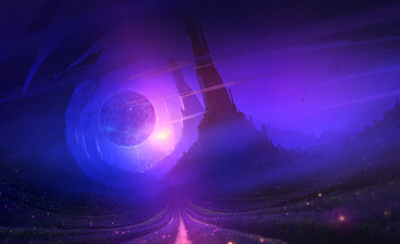 Futuristic Landscape with Sphere