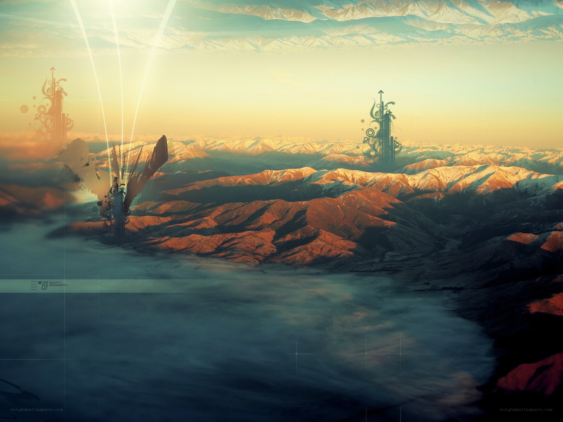 futuristic landscape with towers