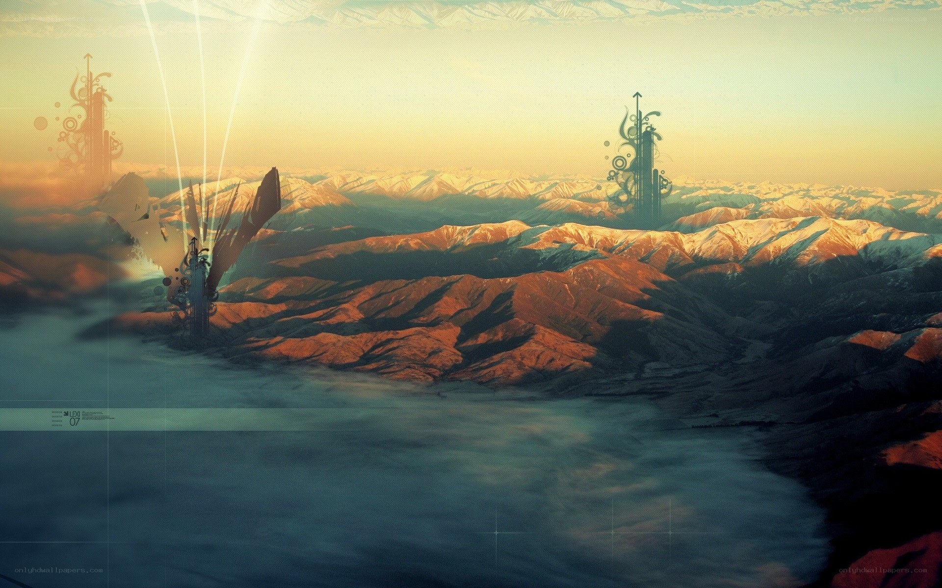 futuristic landscape with towers