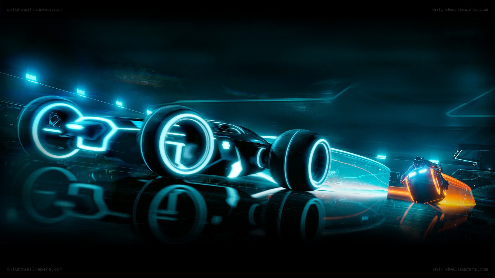 futuristic light cycle race