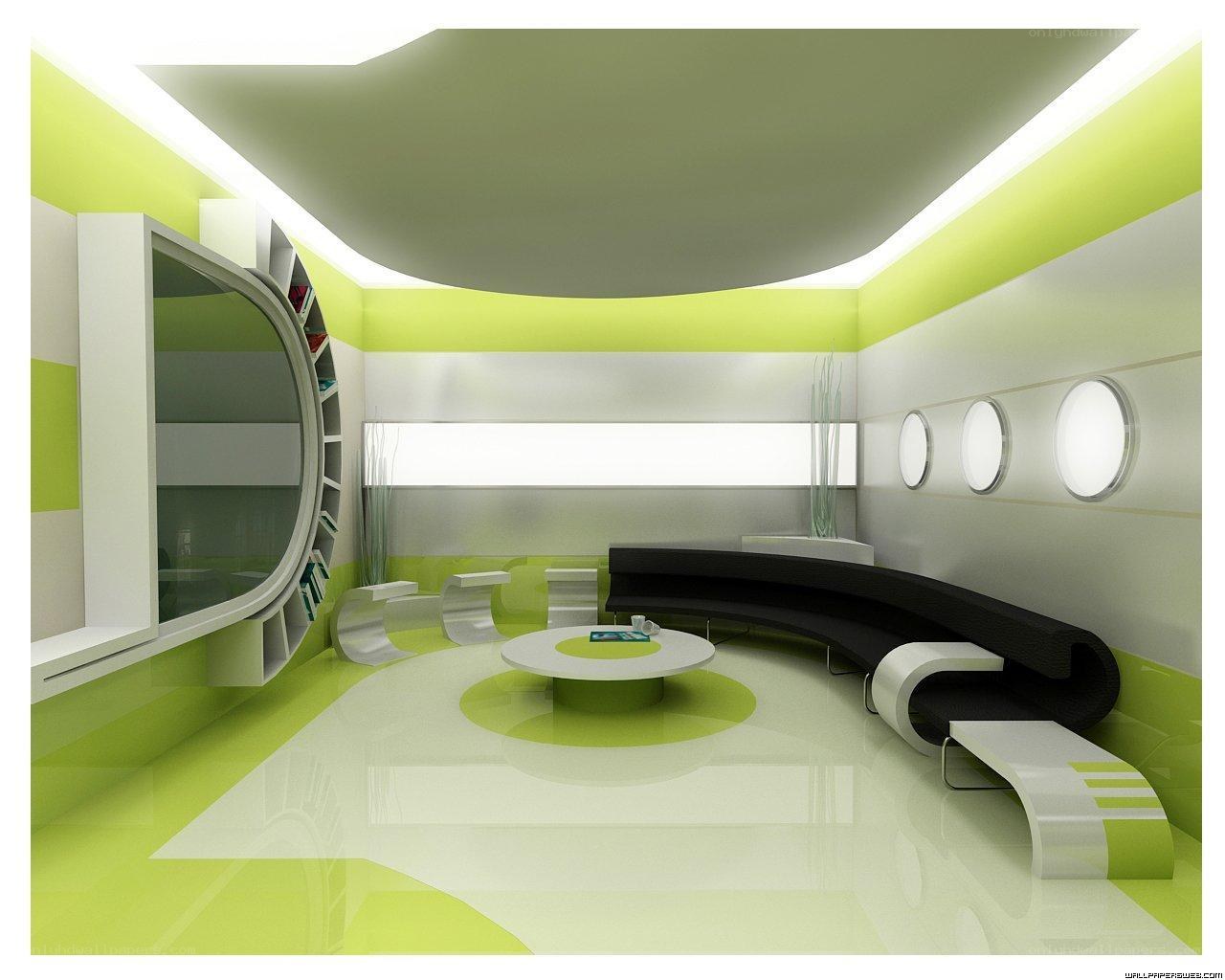 futuristic lime green room