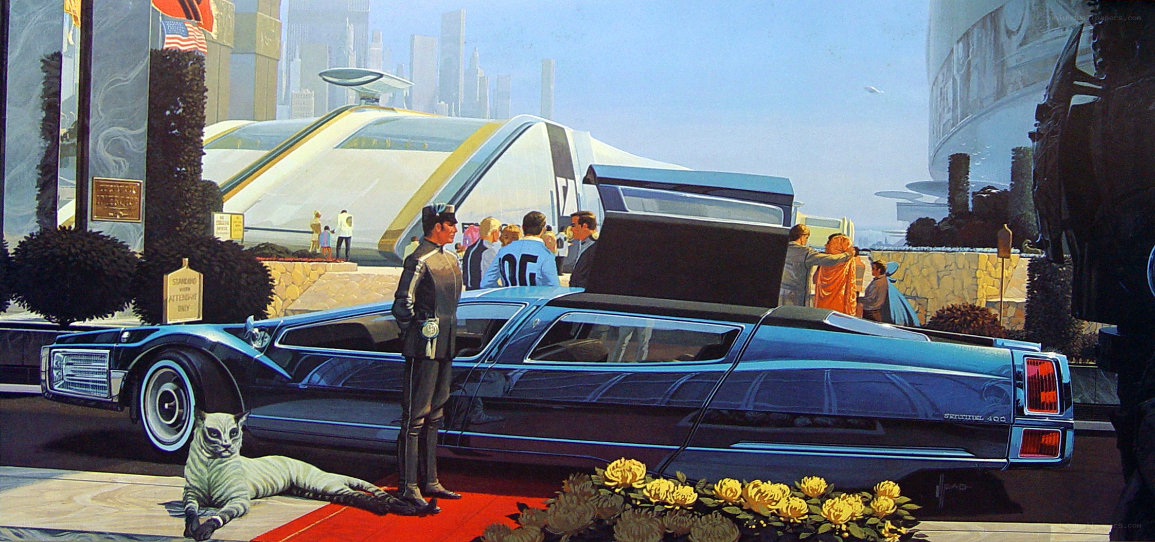 Futuristic limousine at transit hub