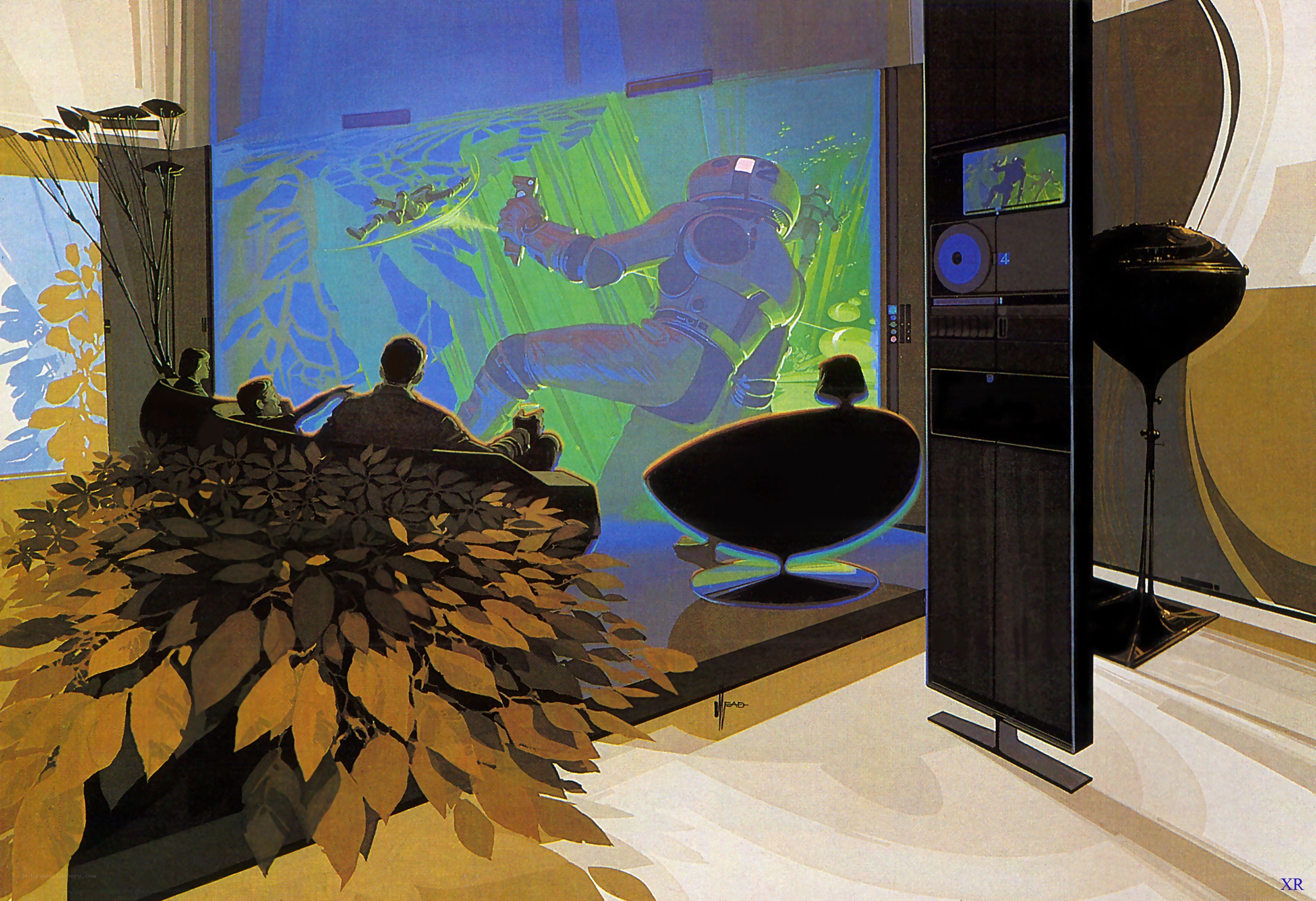 Futuristic living room scene
