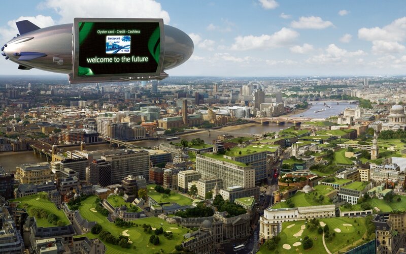 futuristic London cityscape