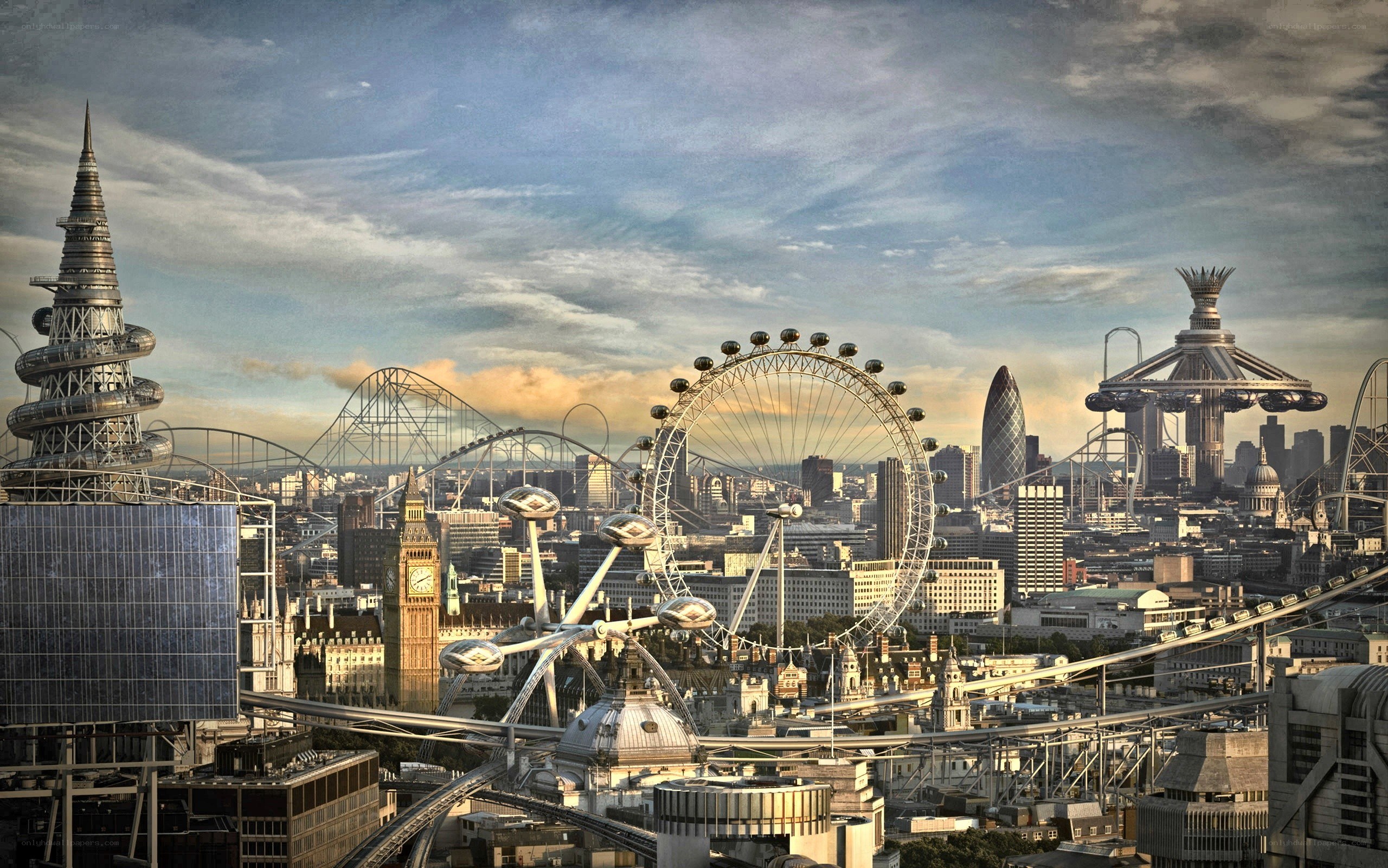 futuristic london skyline