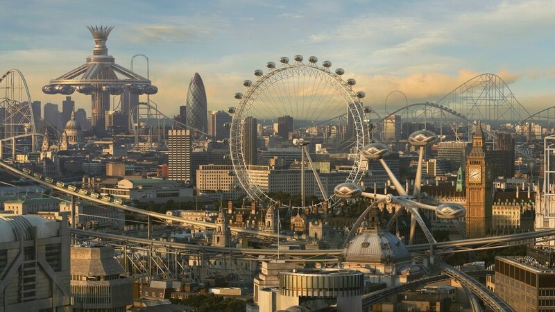 Futuristic London Skyline — Blue, Dramatic, Afternoon
