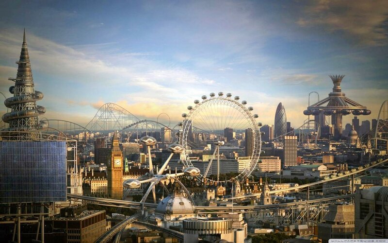 Futuristic London Skyline — Blue