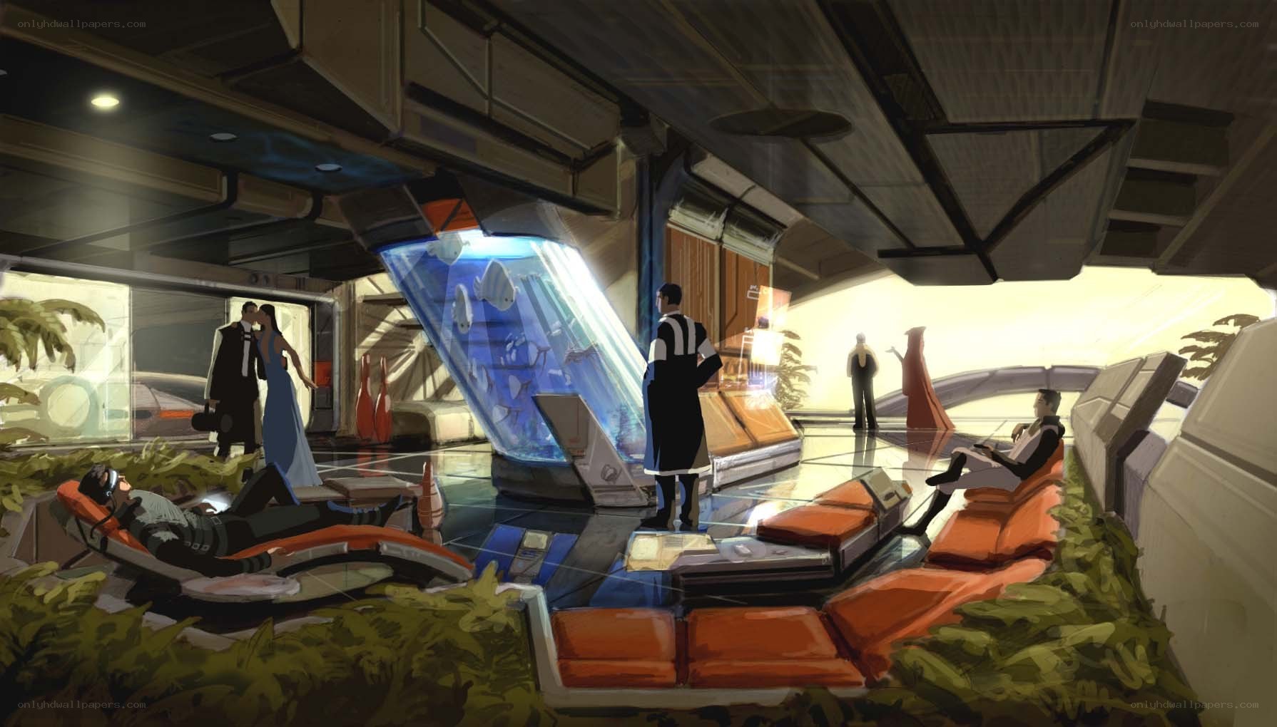 futuristic lounge interior