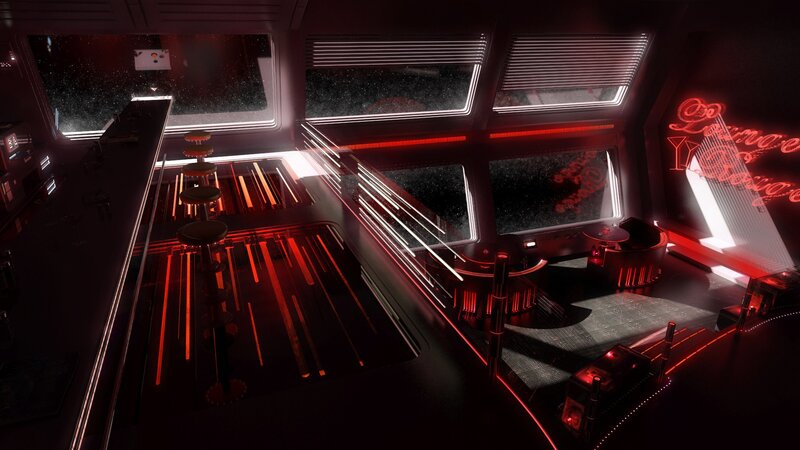 Futuristic Lounge Interior — Black, Dark
