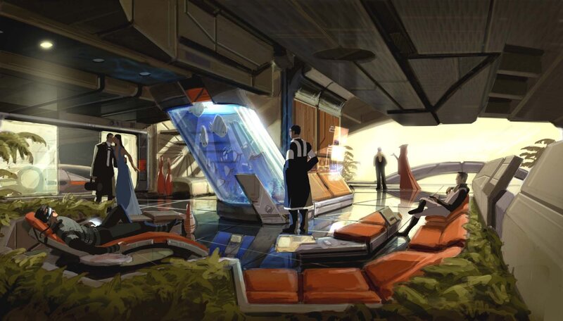 Futuristic Lounge Interior — Blue