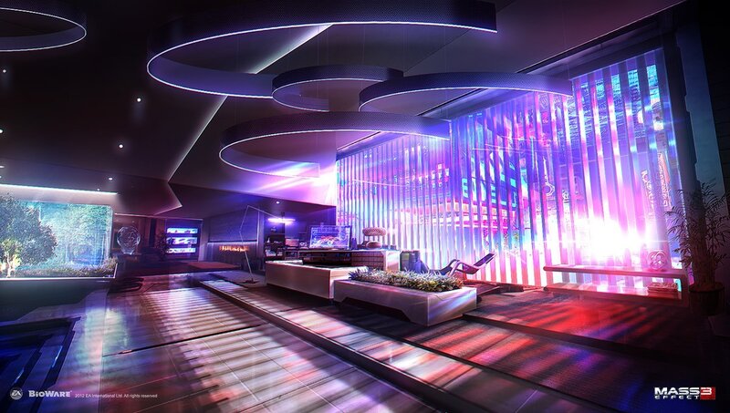 Futuristic Lounge Interior — Purple