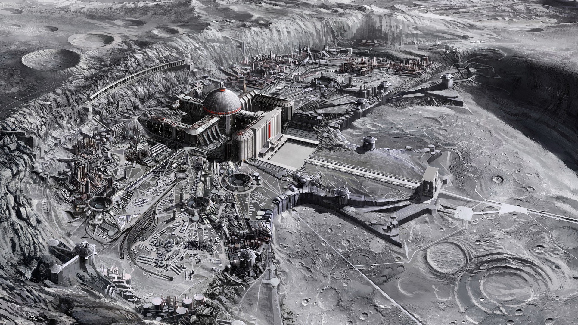 futuristic lunar base