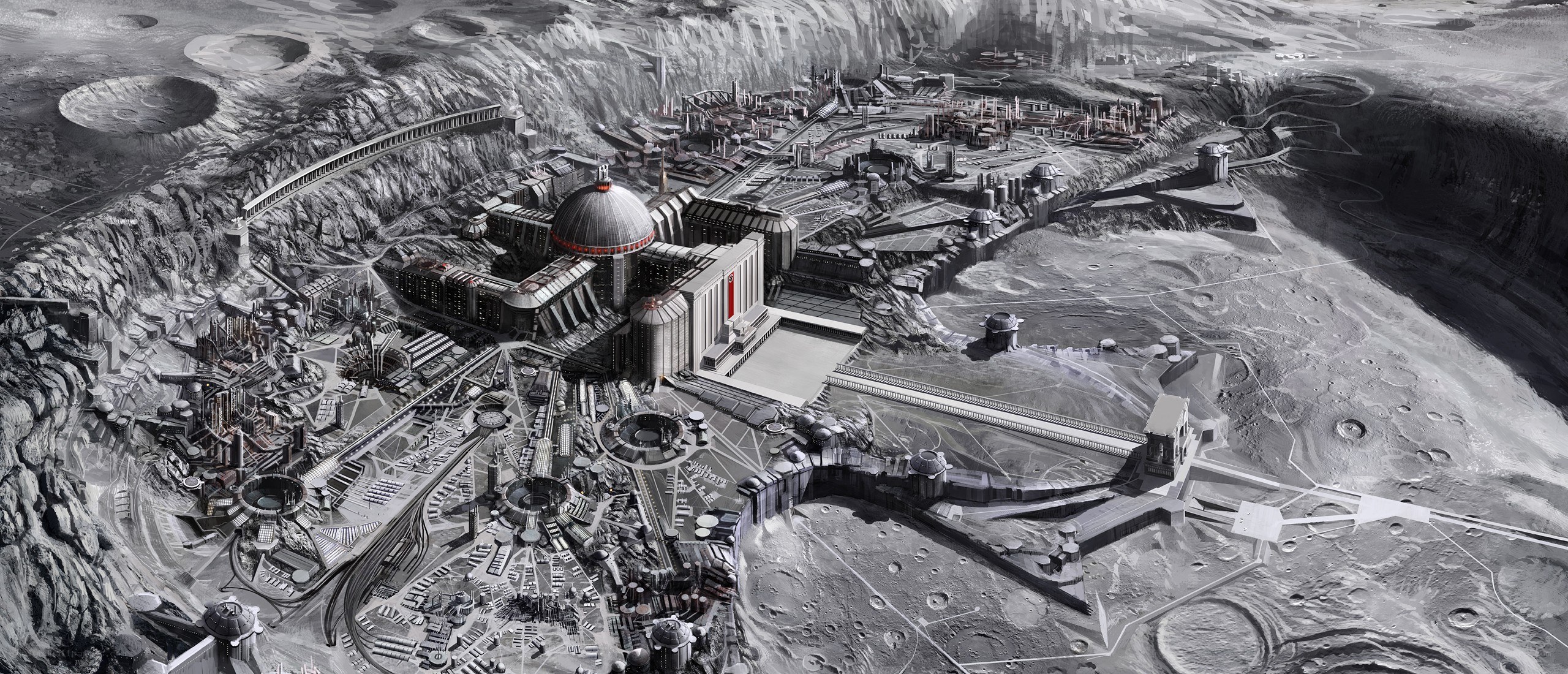 futuristic lunar base