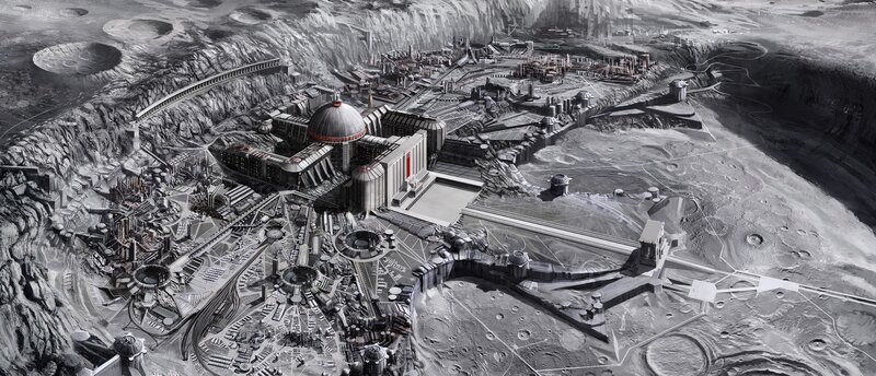 Futuristic Lunar Base — Gray, Dramatic