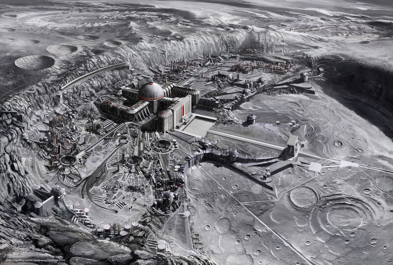 futuristic lunar base