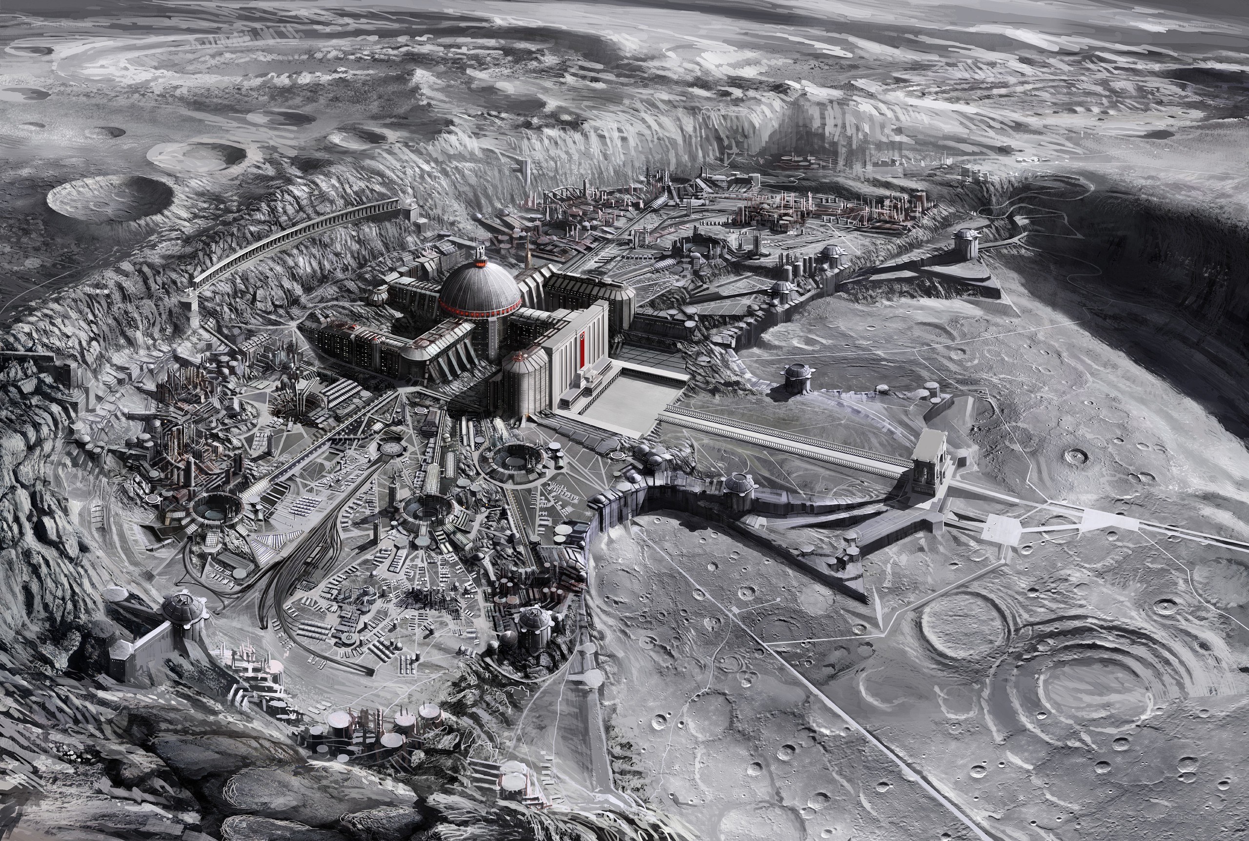 futuristic lunar colony