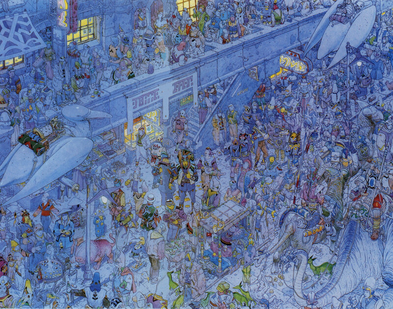 Futuristic market scene