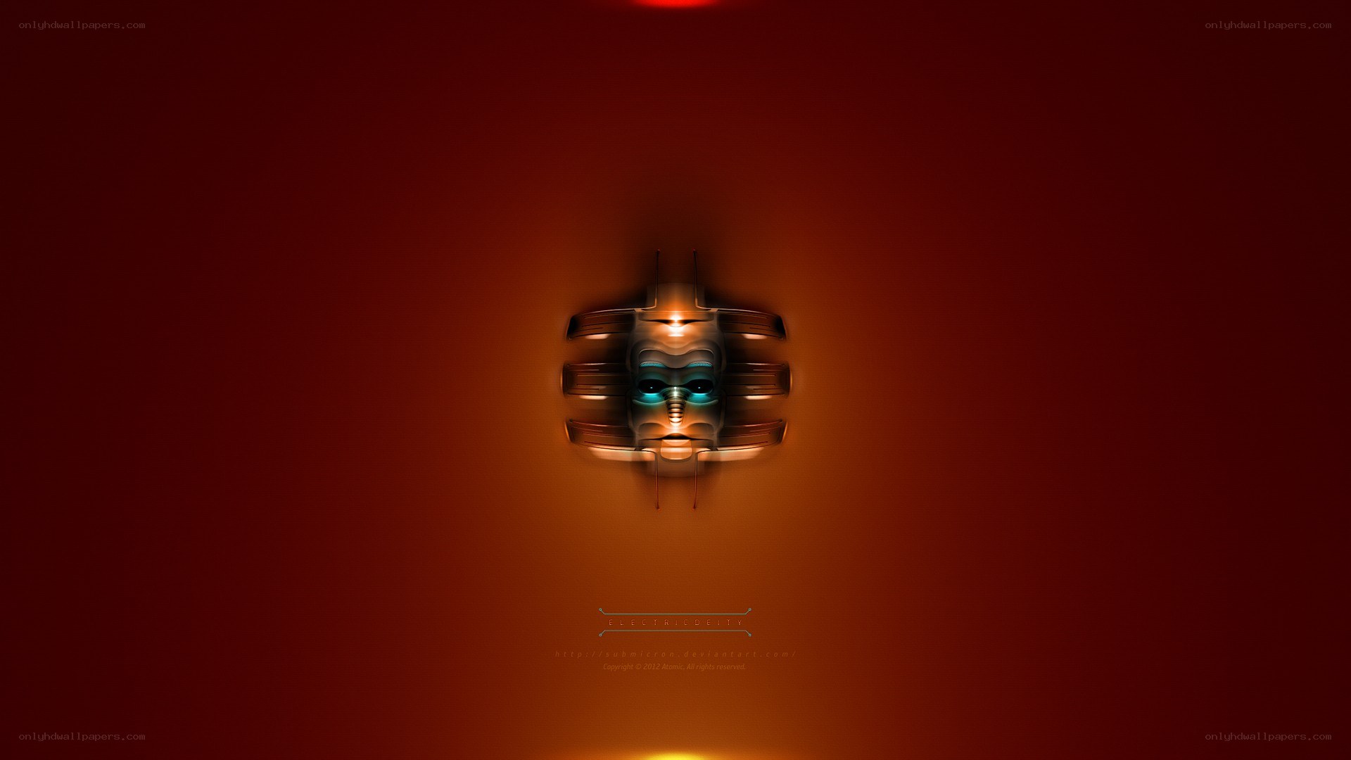 futuristic mask on red background