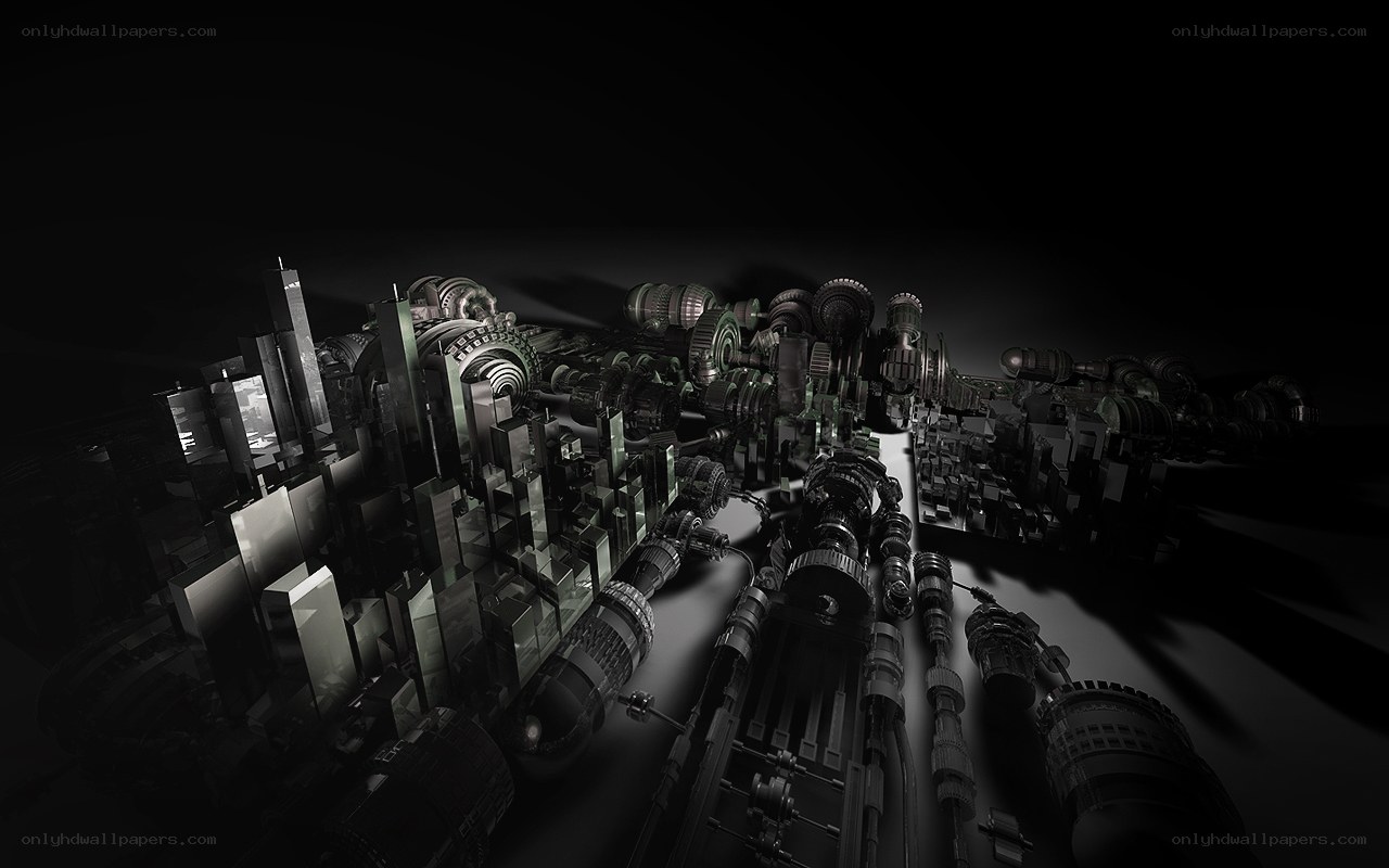 futuristic mechanical cityscape