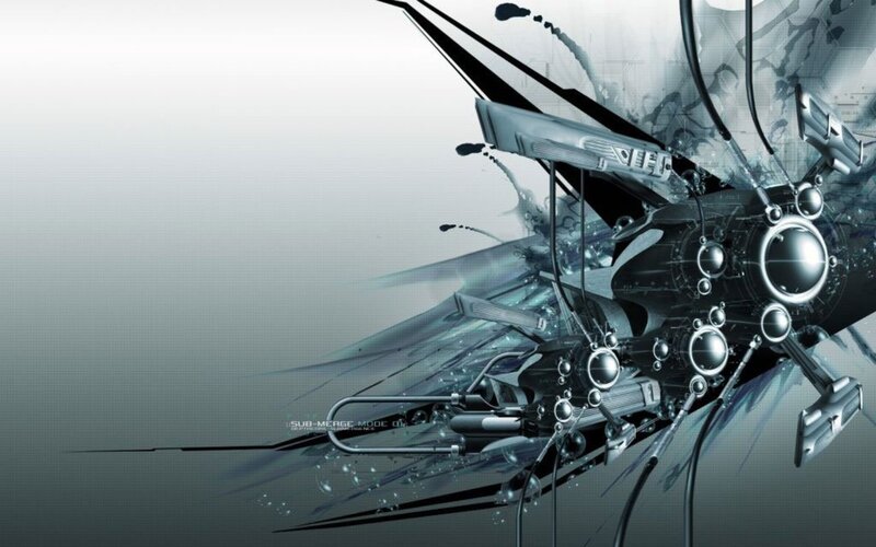 Futuristic Mechanical Object — Gray, Dramatic, Digital Art, Mechanical Parts, Bubbles