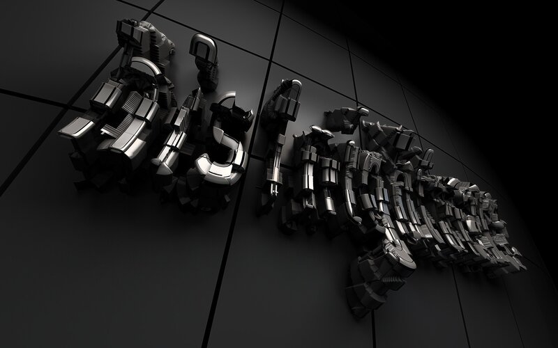 futuristic mechanical text art